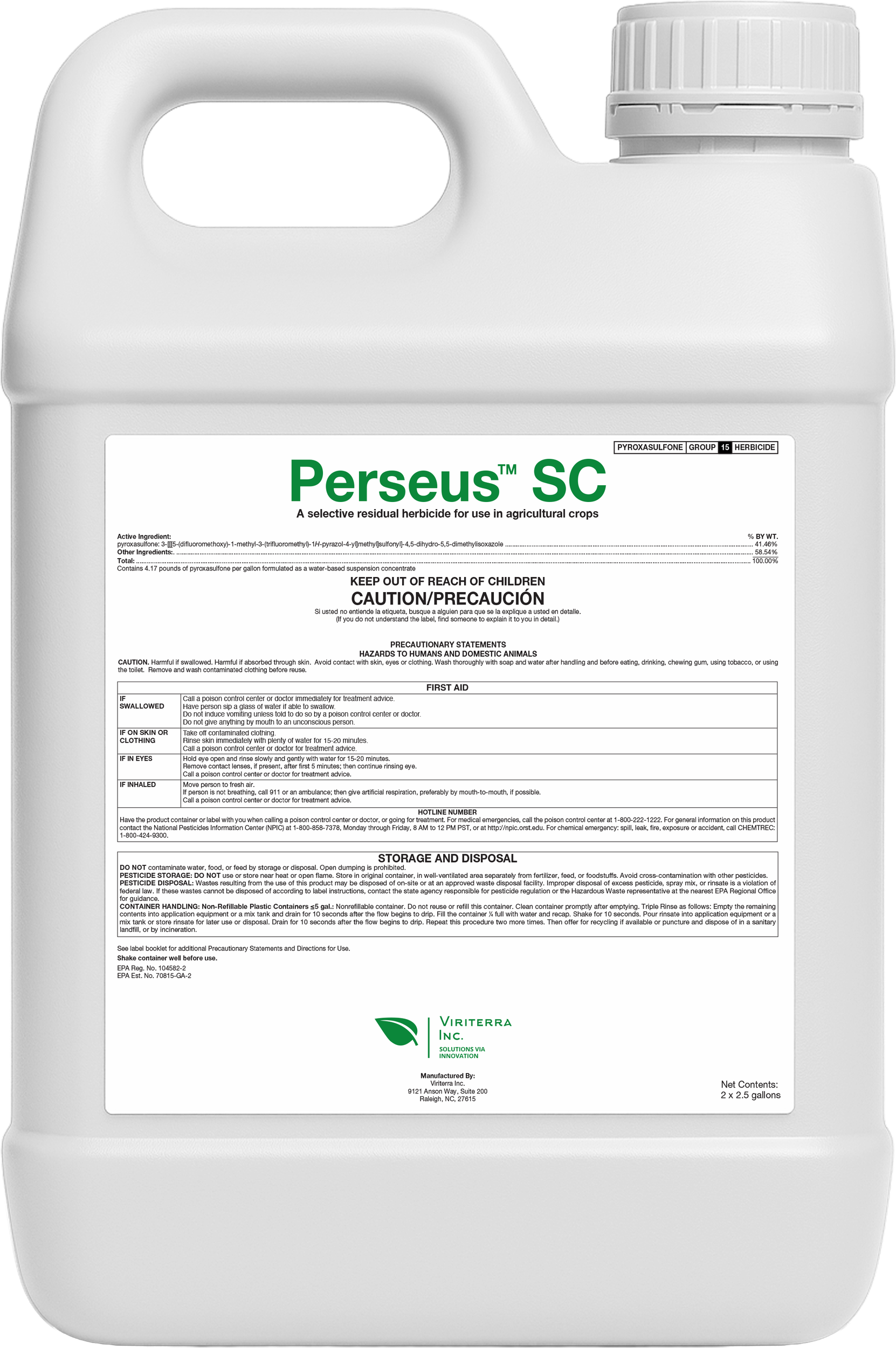 Perseus SC herbicide container