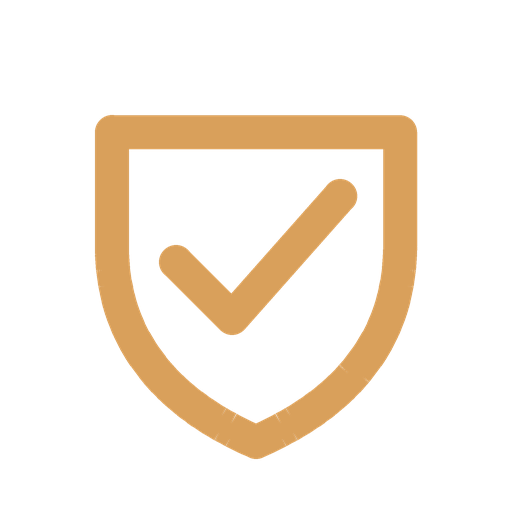 A shield with a checkmark inside, representing security or protection.