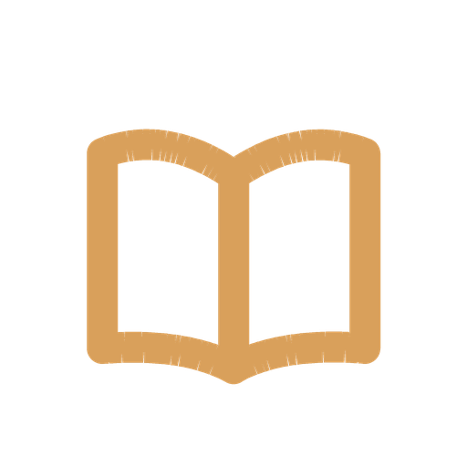 Icon of an open book in beige color on a black background.