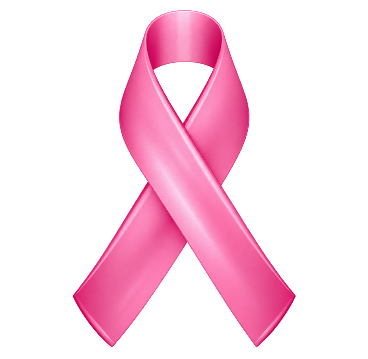 Pink awareness ribbon symbolizing breast cancer awareness.
