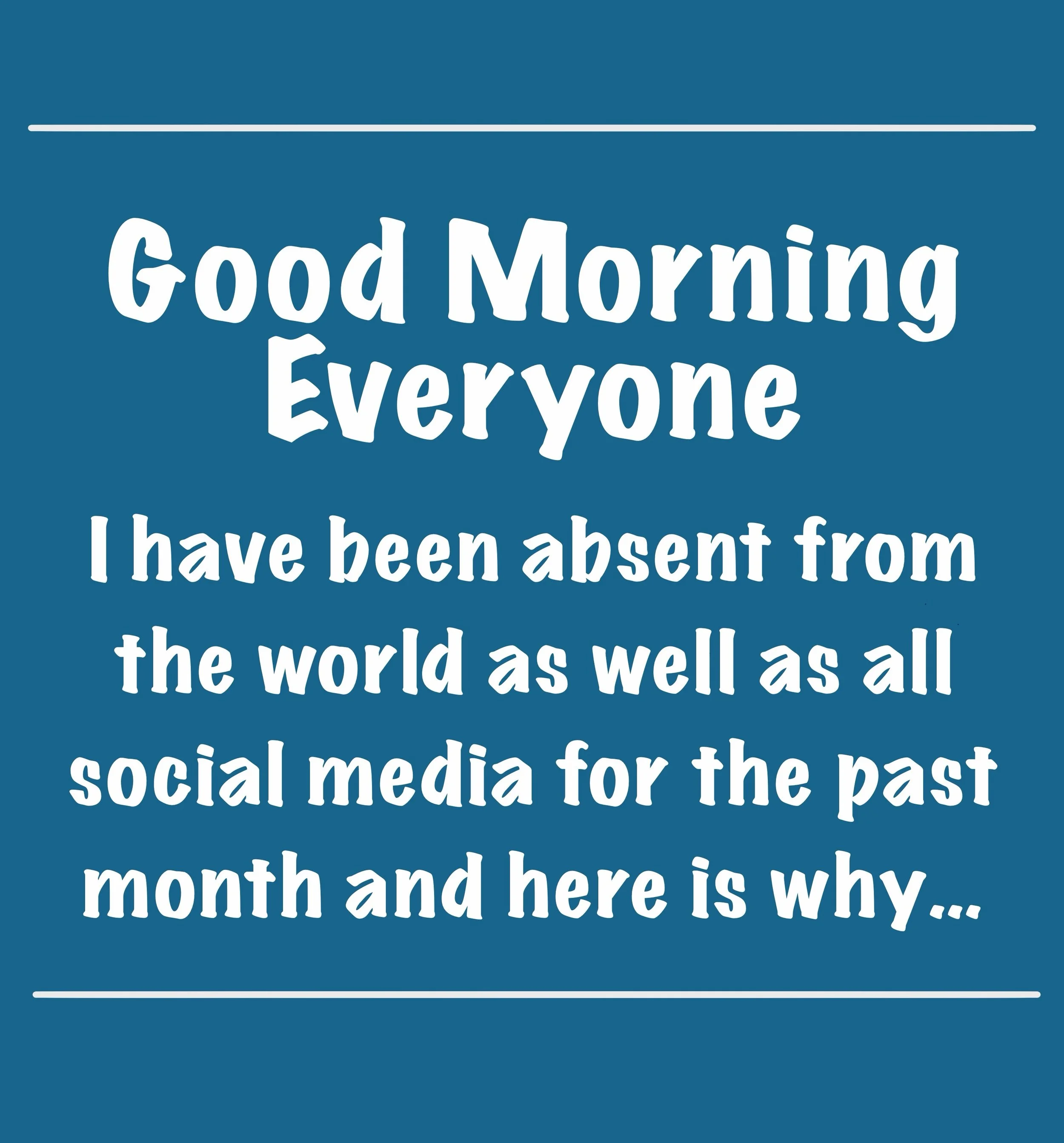 Good morning everyone. Glad to see the world continues on through the it&rsquo;s journey through the cosmos. Here&rsquo;s my update and I hope everyone has a wonderful day.