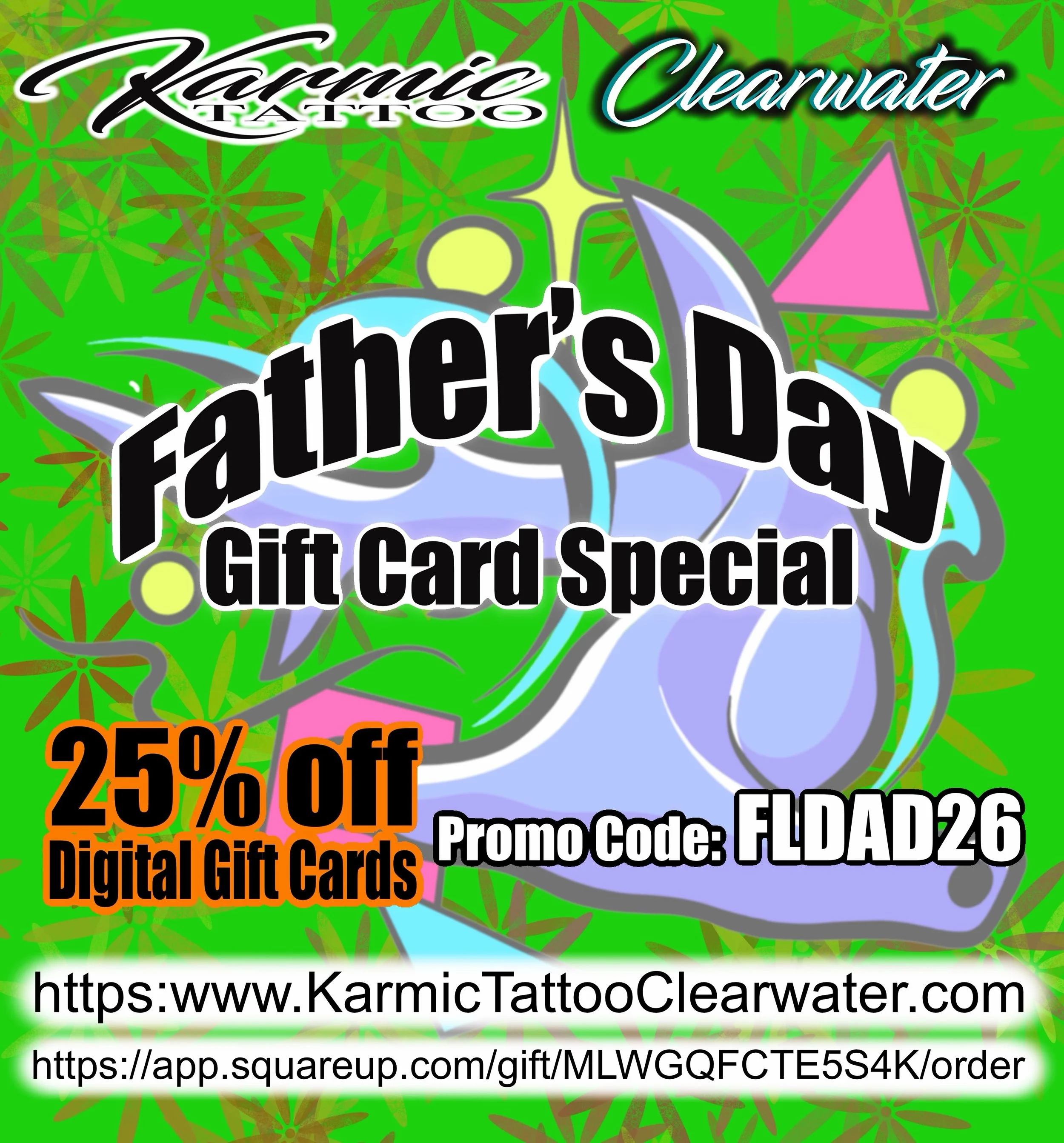 Here it is for all you last minute shoppers. Get that dad in your life the perfect gift, that he can&rsquo;t return. No socks or ties here, just a good time with a souvenir. Go our website to purchase your digital gift card. @huletttattoo @karmic_tat