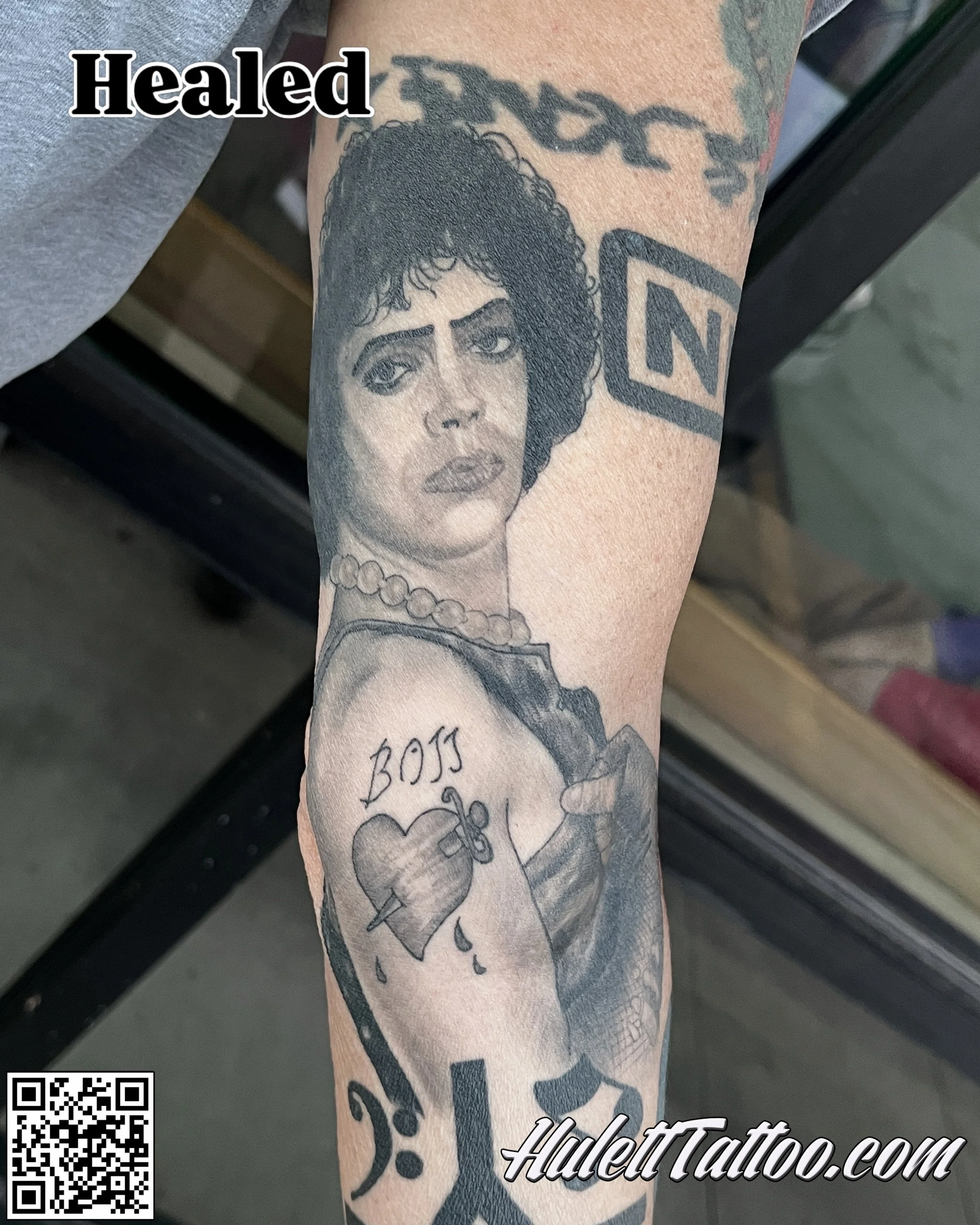 Hayden Panettiere, Dolly Parton, and #timcurry all in one week. I have never done portraits of the others, but here&rsquo;s to the late #franknfurter @huletttattoo @karmictattoo @karmic_tattoo_clearwater