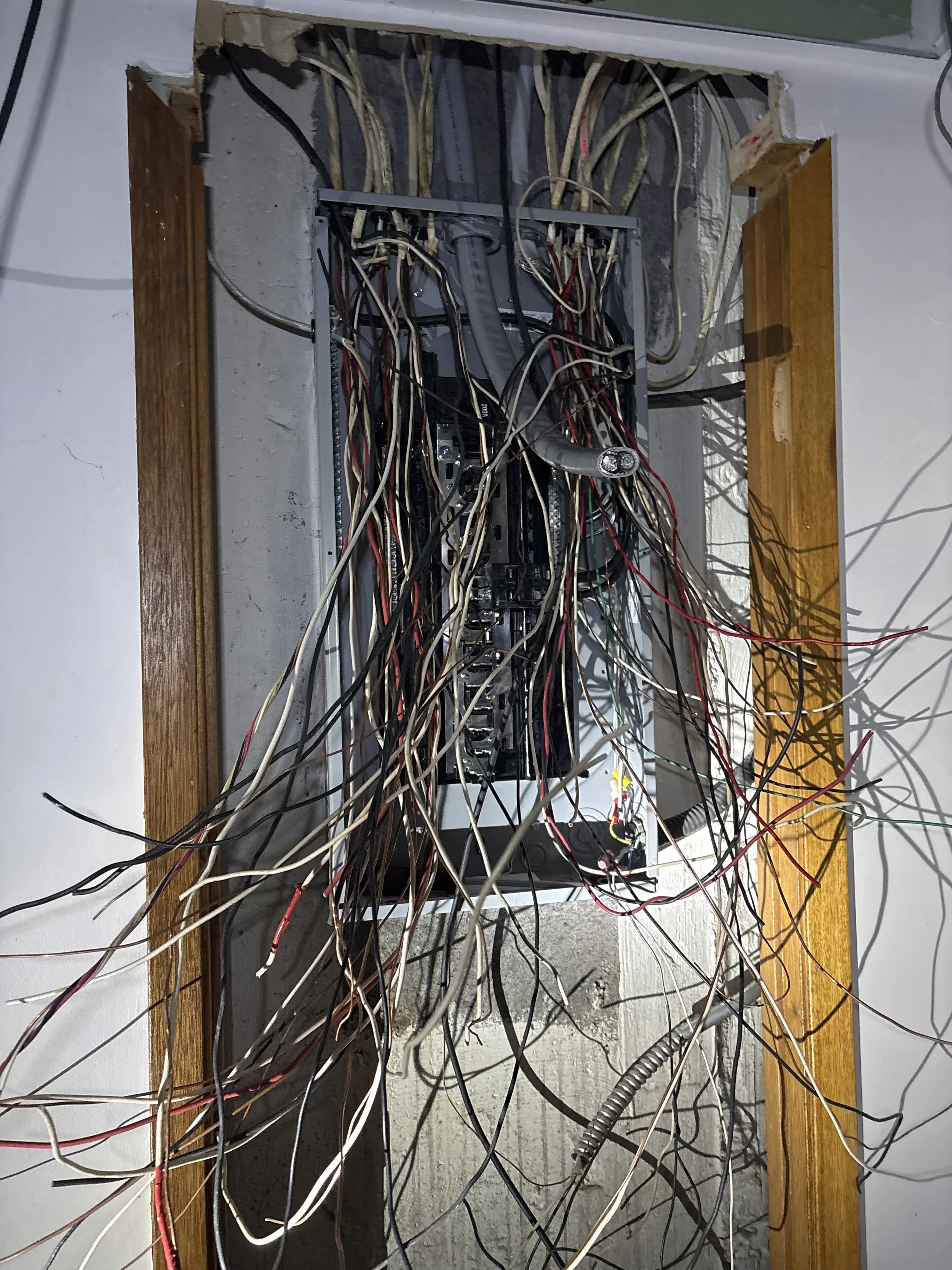 Before we dressed up the wires on an electrical panel replacement