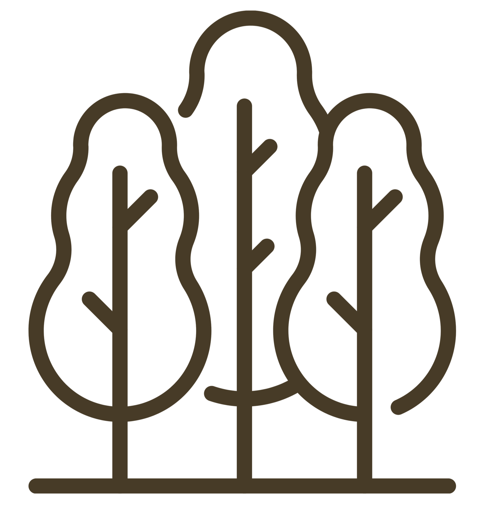 Line art illustration of a gas pump with three arrows pointing downwards, representing fuel or pricing.