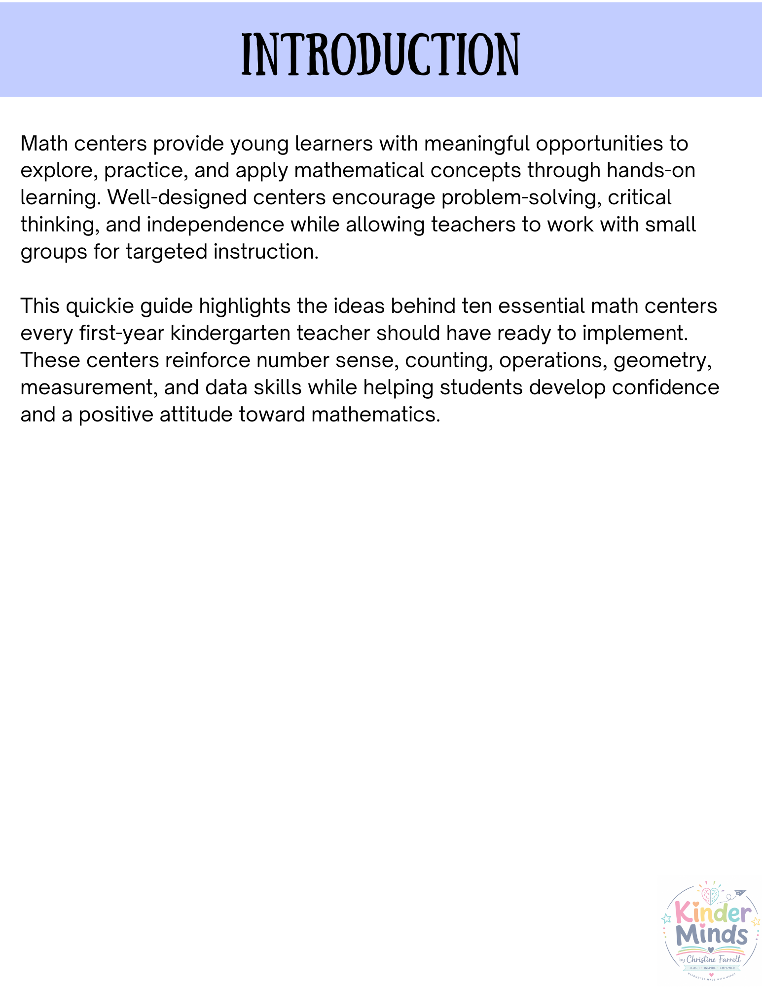 Kindergarten Math Centers - A Quickie Guide for New Teachers.png