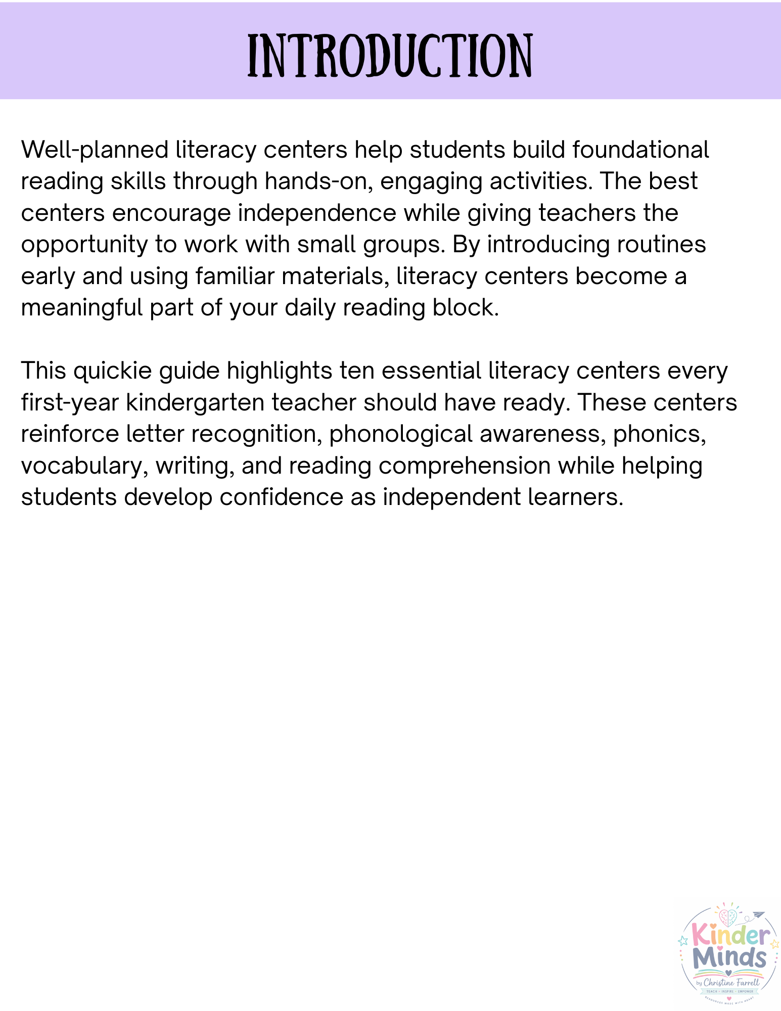 Kindergarten Literacy Centers - A Quickie Guide for New Teachers (1).png