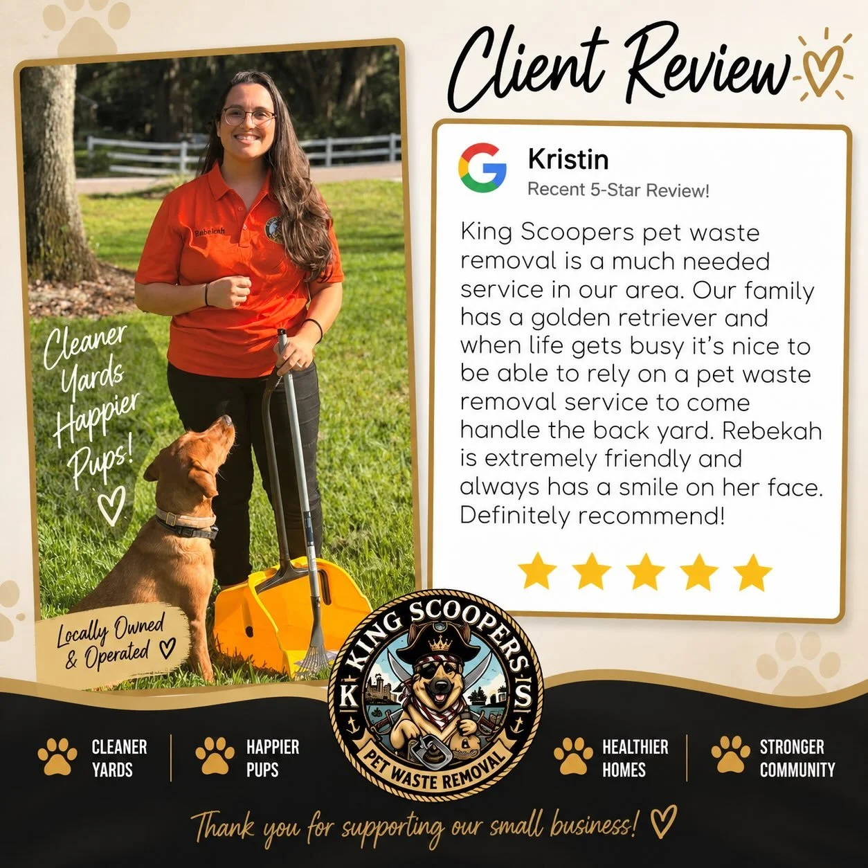 🐶💩 Your dog poops. We scoop!

Spend less time cleaning the yard and more time enjoying it! 🐾

👑 Weekly pet waste removal
💩 Starting at just $18 per service
📍 Serving Wesley Chapel &amp; surrounding areas
🐶 Family-owned &amp; fully insured
📲 C