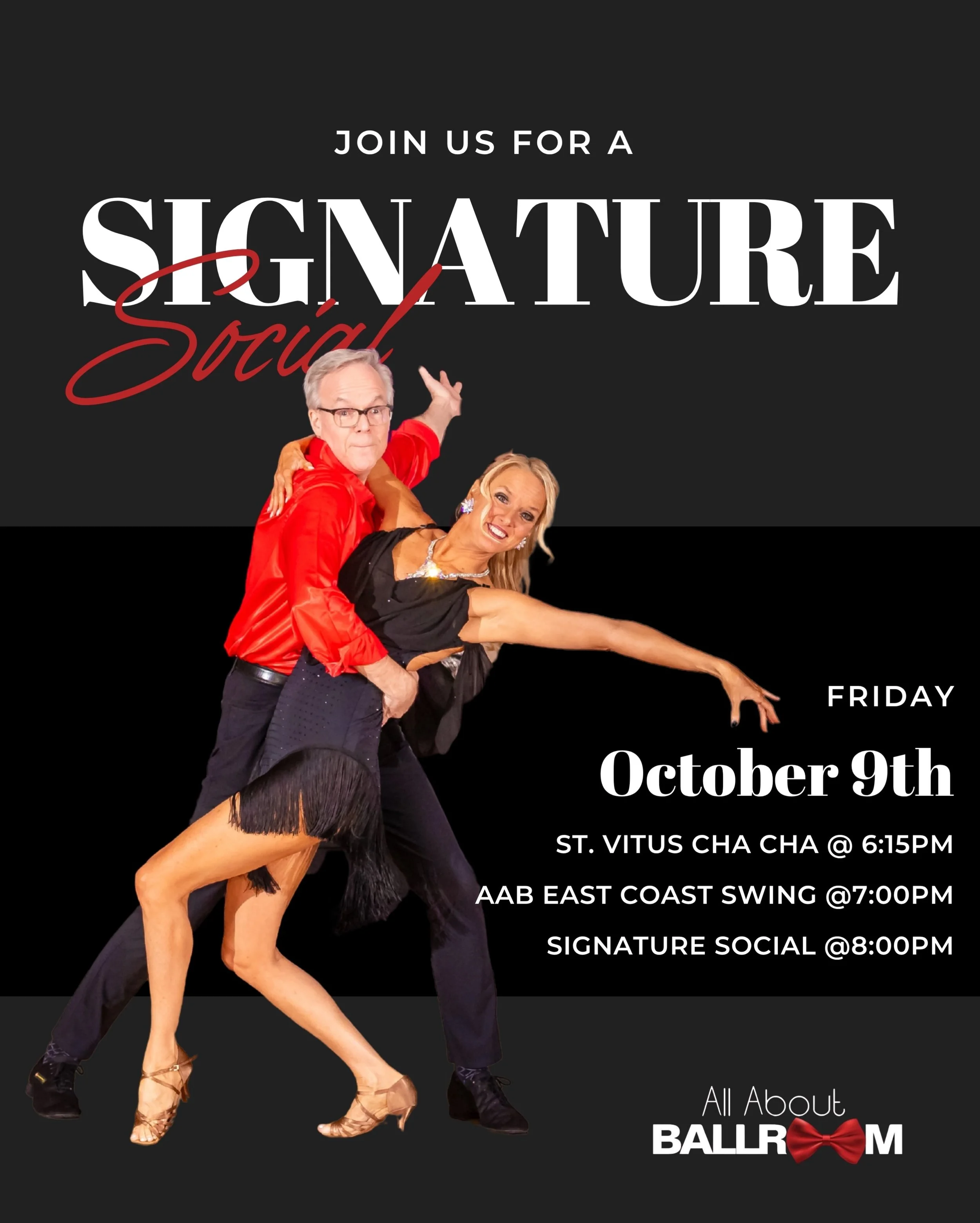 Friday night belongs on the dance floor. ❤️

Our AAB Signature Social is back this Friday, and we&rsquo;ve got a full evening of dancing waiting for you!

Start with St. Vitus Cha Cha at 6:15PM, then jump into East Coast Swing at 7PM before we open t