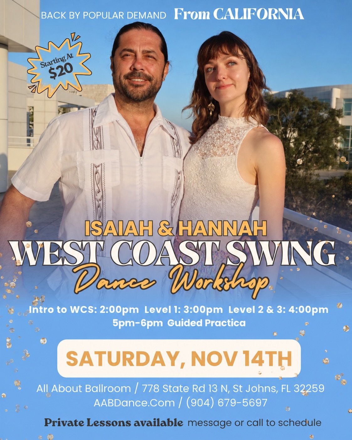 THE SCHEDULE IS HERE! 💃✨

We&rsquo;ve been looking forward to sharing this one! Isaiah Meders &amp; Hannah will be at All About Ballroom November 14&ndash;18, and registration is officially open for their upcoming workshops and classes!

They are br