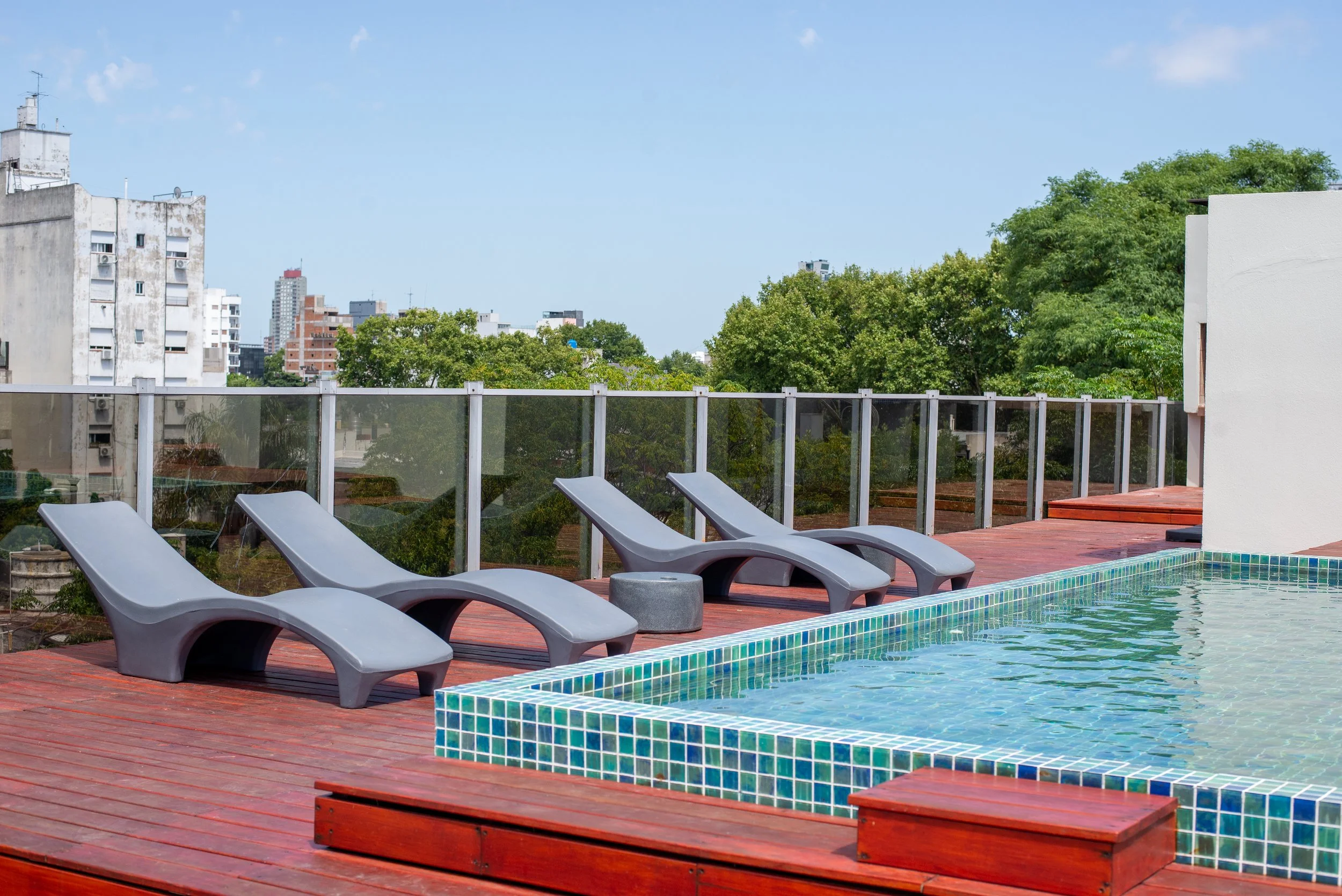 Rooftop pool at the All About Ballroom dance retreat hotel in Buenos Aires, Argentina.