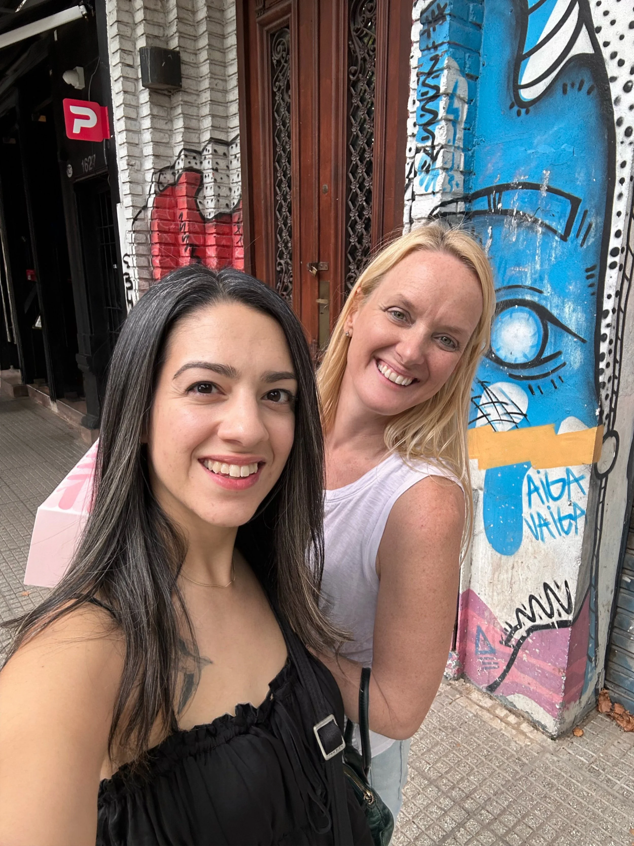 Megan Gonzalez and Heather Kornick exploring Buenos Aires during our Argentina dance retreat.