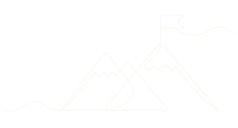 Line icon of a mountain peak representing the goal of moving an organization forward with strategic, resourceful action