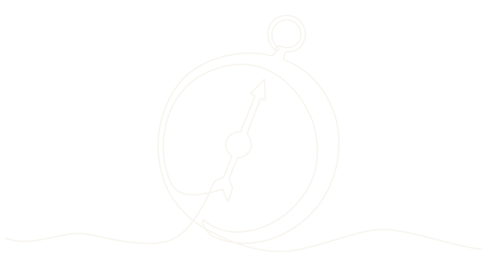 Line illustration of a compass and map representing the discovery process of defining an organization's vision and direction
