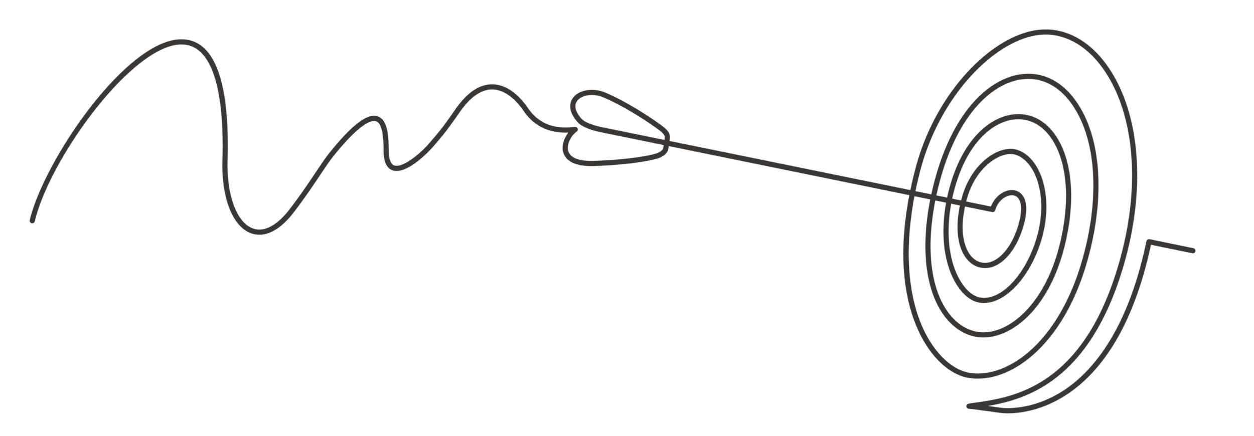 Line illustration of an arrow hitting a target, representing focused, mission-driven fundraising strategy