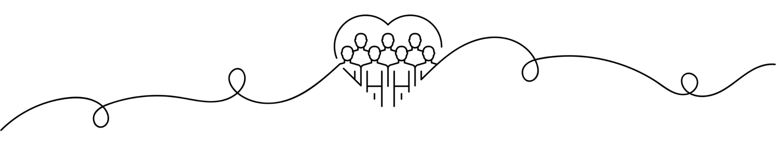 Line illustration of people representing the community conversations inspired by The Unseen Fundraiser