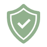 A shield icon with a checkmark, representing security or protection.