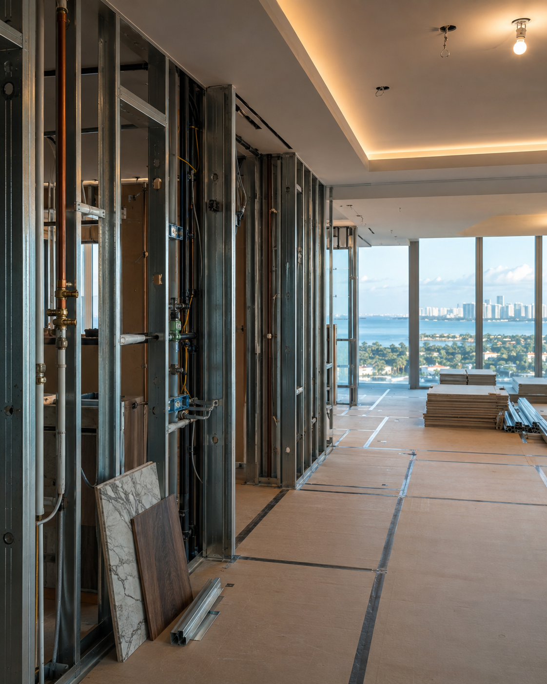 Luxury condominium renovation in progress in Miami