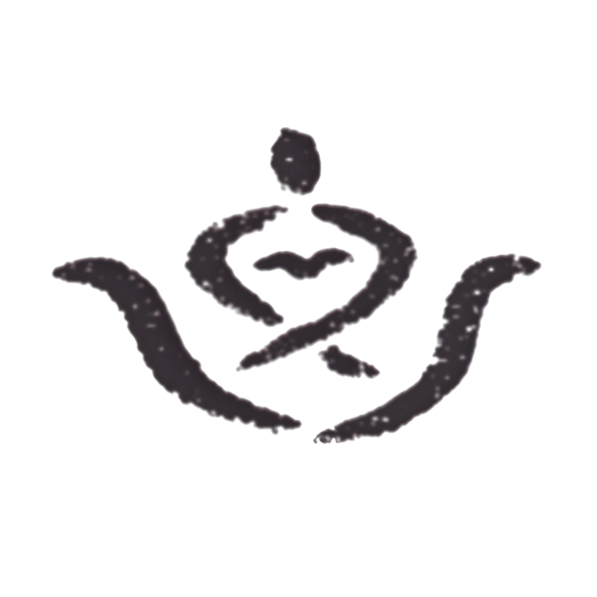 A stylized black heart with a flame-like outline surrounding a heart shape, set against a dark background with purple highlights.