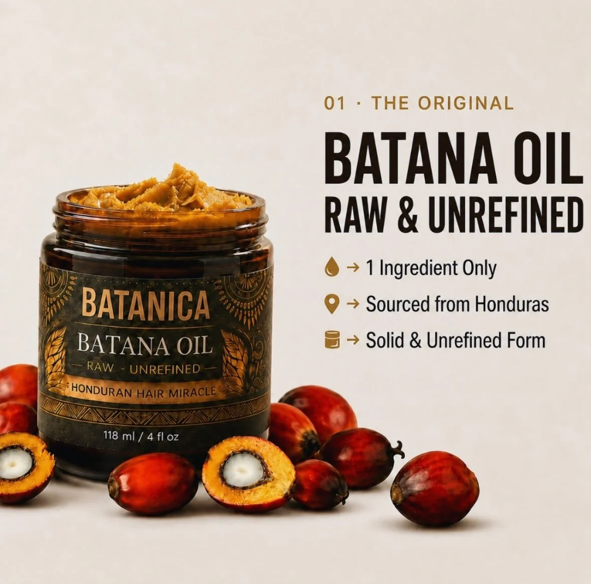 Unrefined Batana Oil – 100% Pure Hair & Scalp Oil