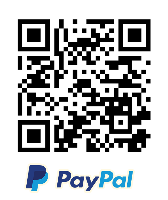 A QR code with PayPal logo beneath it.