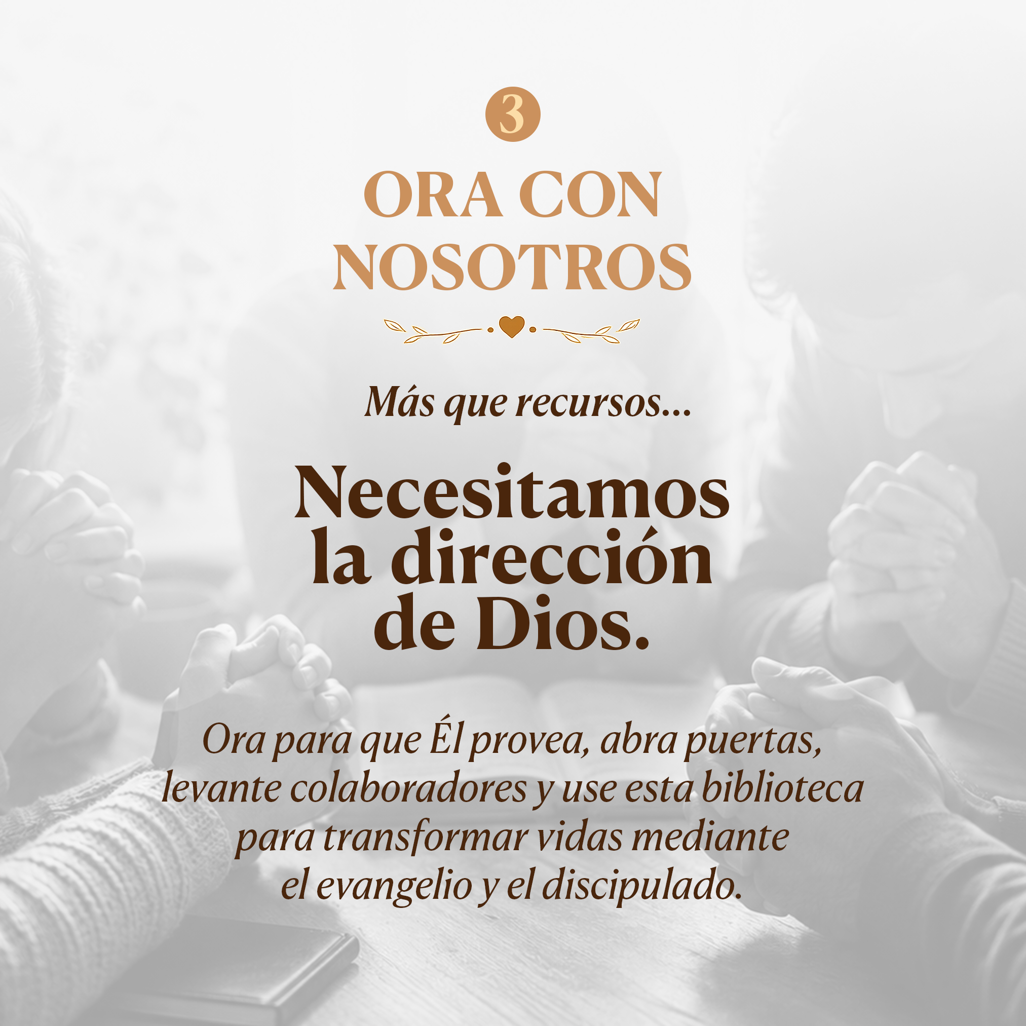 Spanish text on a decorative background with balloons, reading 'Óra con Nosotros' and a quote about faith and purpose.