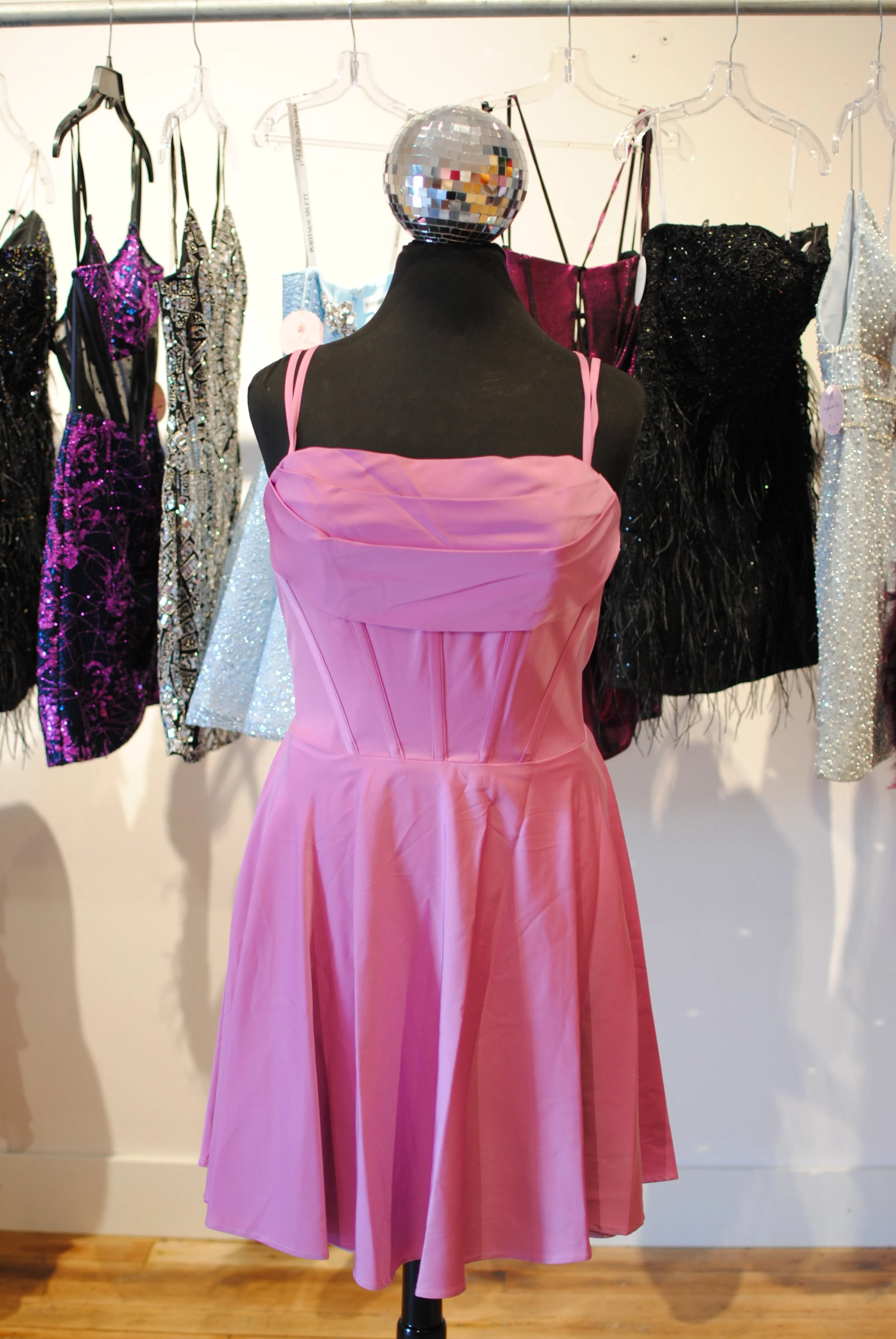 Pink Satin Corset Homecoming Dress