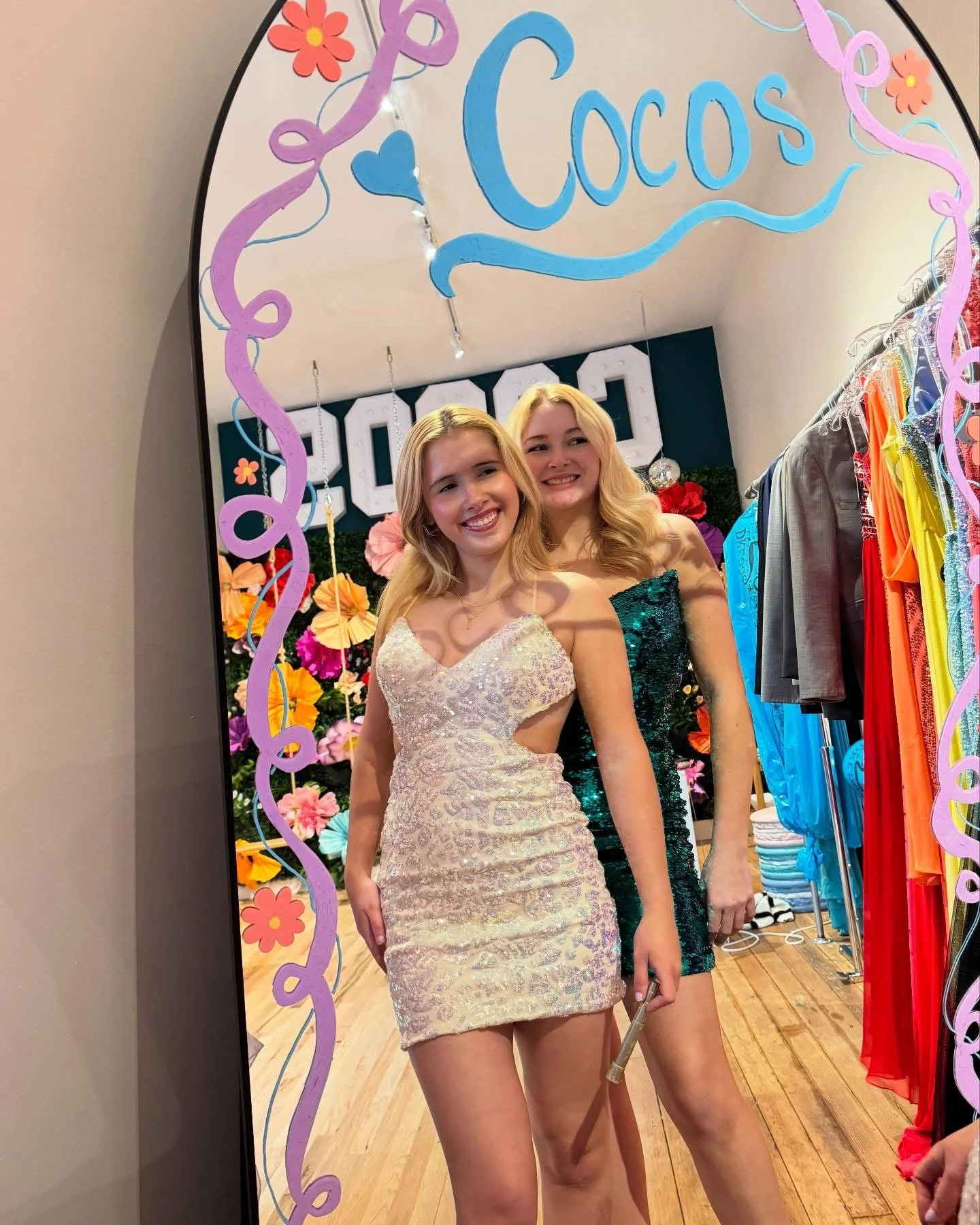Shoppers trying on prom dresses at Coco's Prom & Homecoming by Savy's in Sterling, Il.