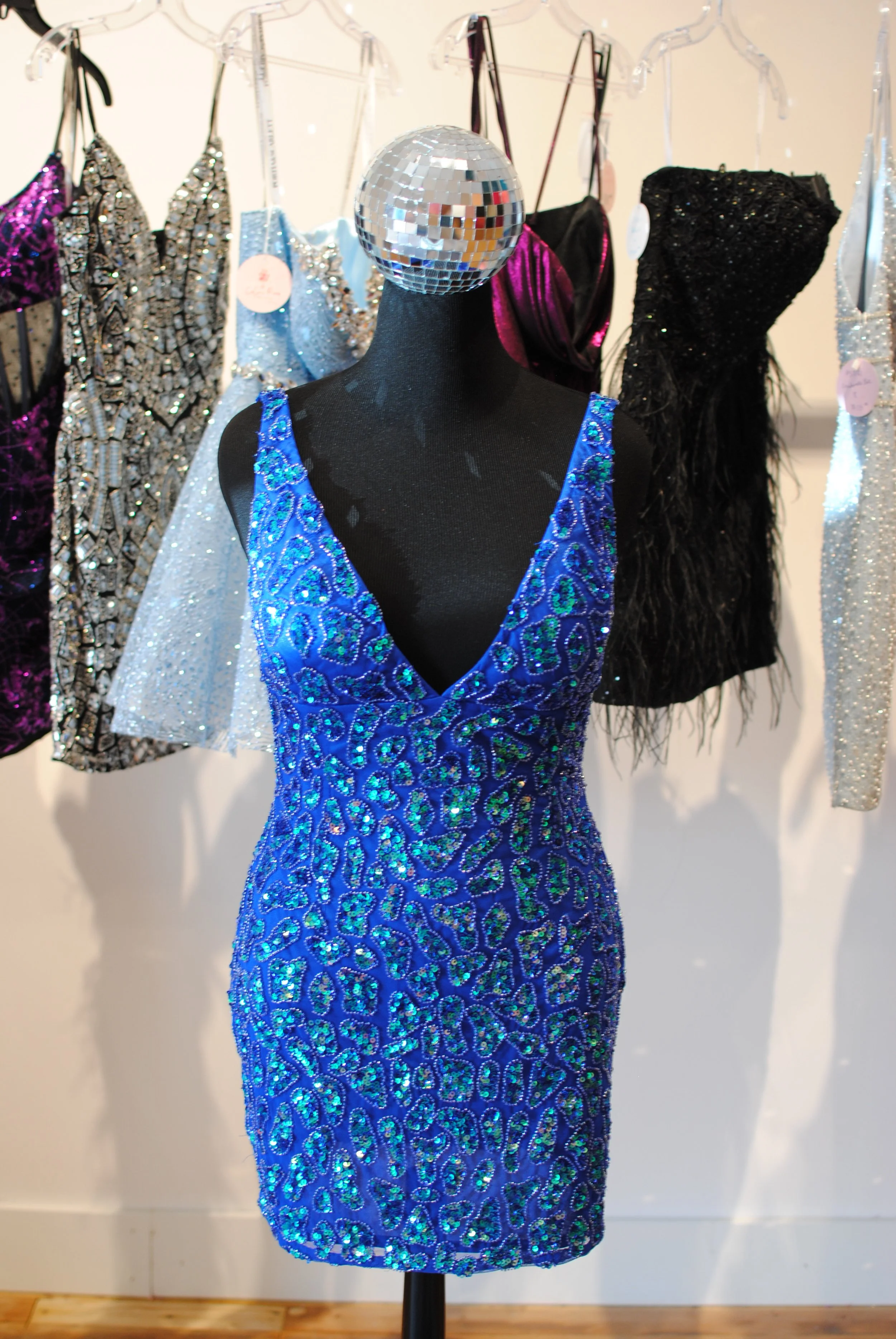 Royal Blue Sequin V-Neck Homecoming Dress