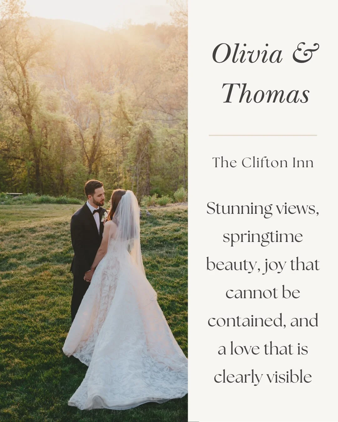 Olivia and Thomas had the most beautiful spring wedding at The Clifton, filled with sweet moments, incredible views, and so much genuine happiness. But what we love most is how completely themselves they seem through every part of the day. From walki