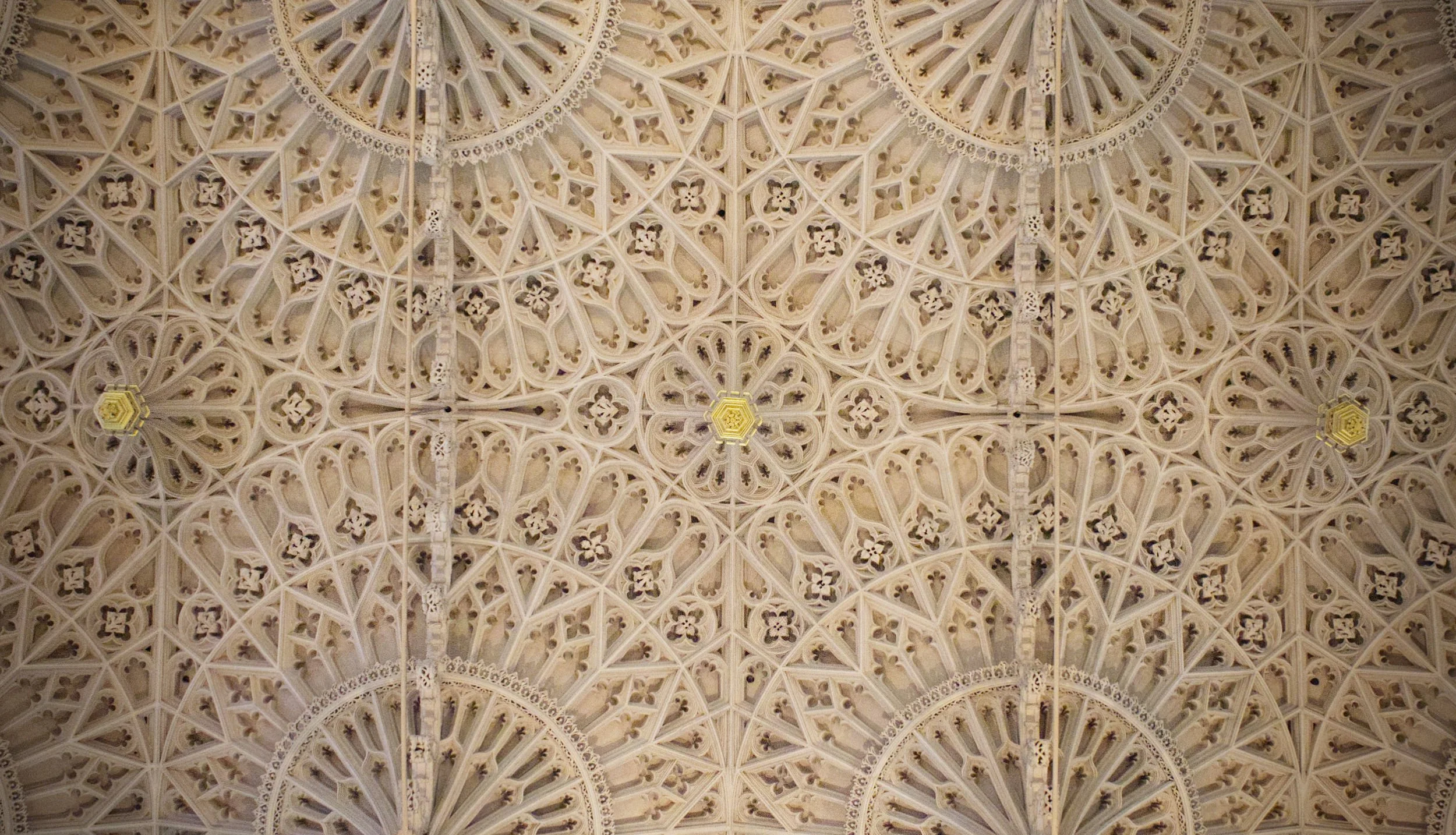 Intricate white architectural ceiling with geometric patterns and decorative elements.
