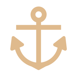 Beige anchor icon on a black background.