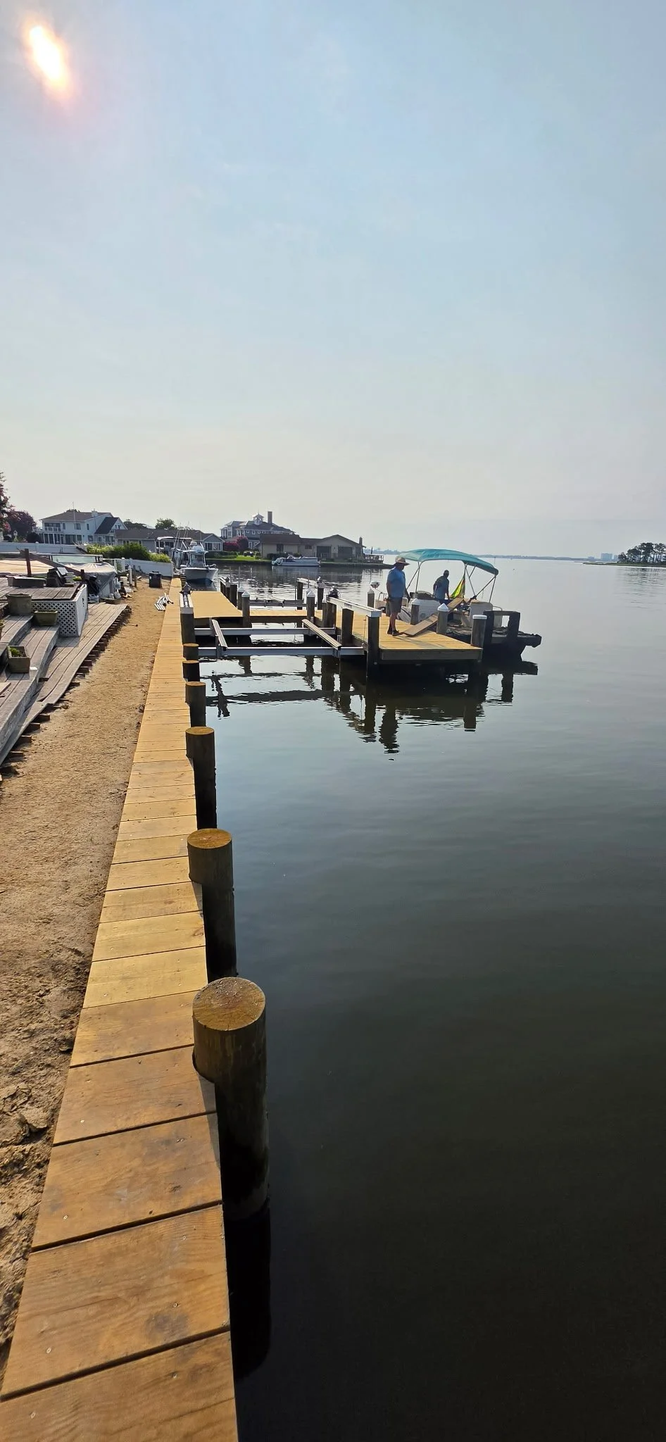 New pier installation in Ocean CIty MD along the shoreline.