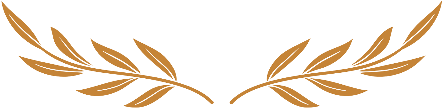 Decorative brown laurel branches with leaves on a black background.