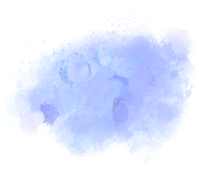 A watercolor illustration of the moon in shades of blue and purple