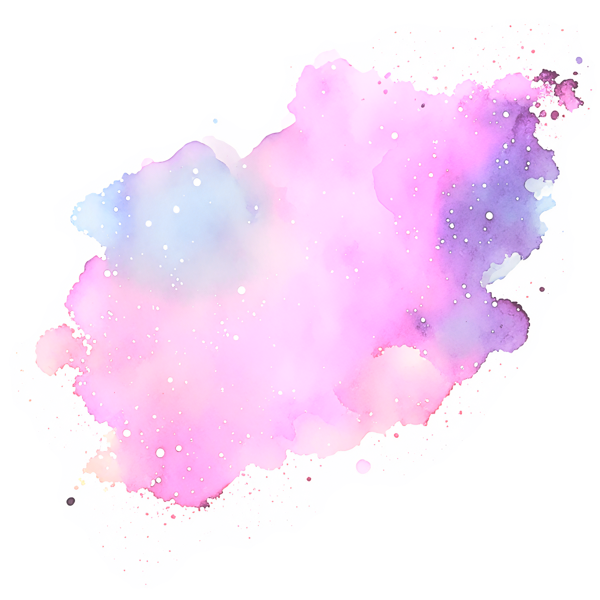 Abstract colorful pattern with pink and purple hues, scattered with small dots and a textured border of blue, purple, and glittery particles.