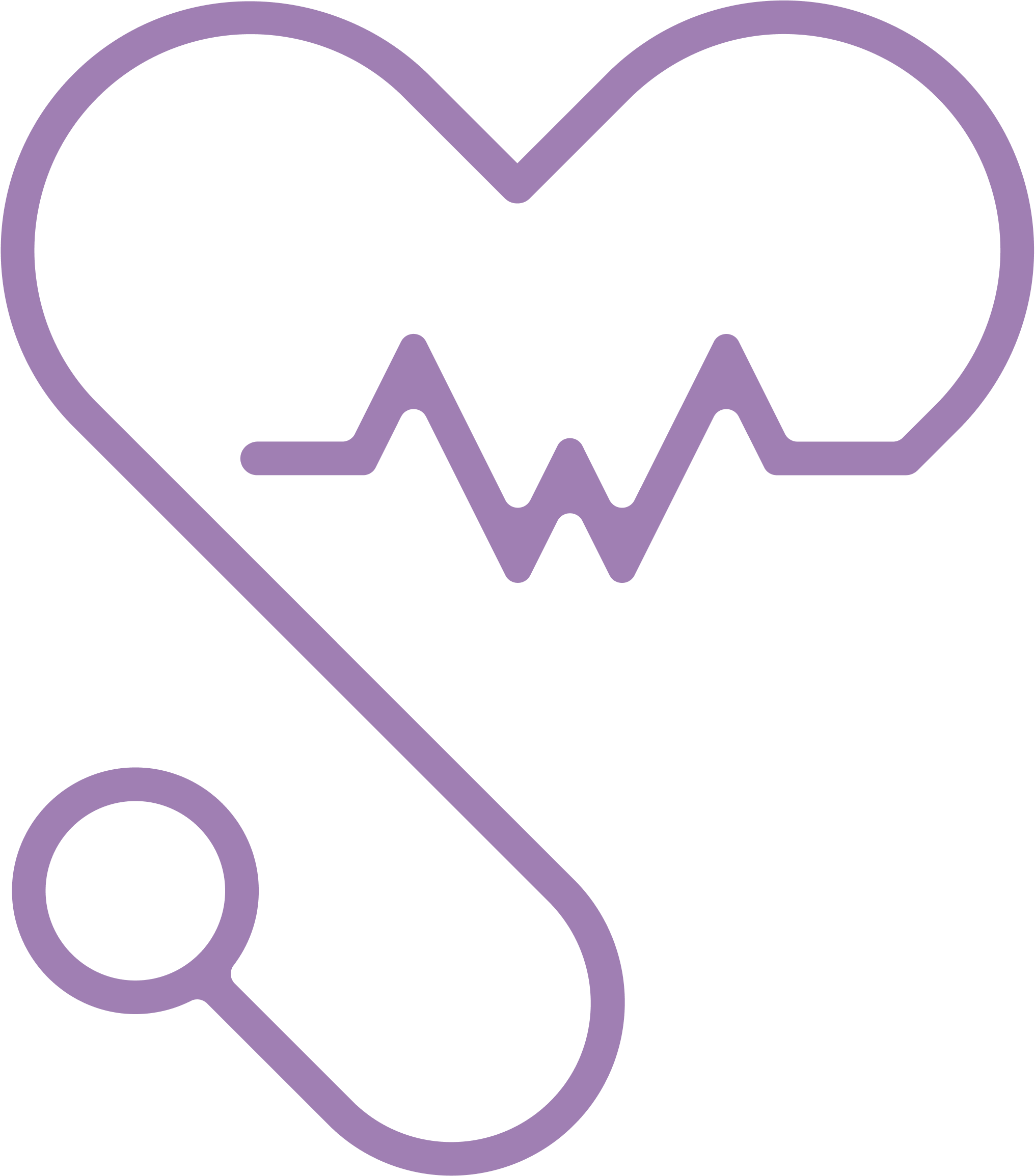A purple outline of a heart combined with a skull, resembling a stylized design.