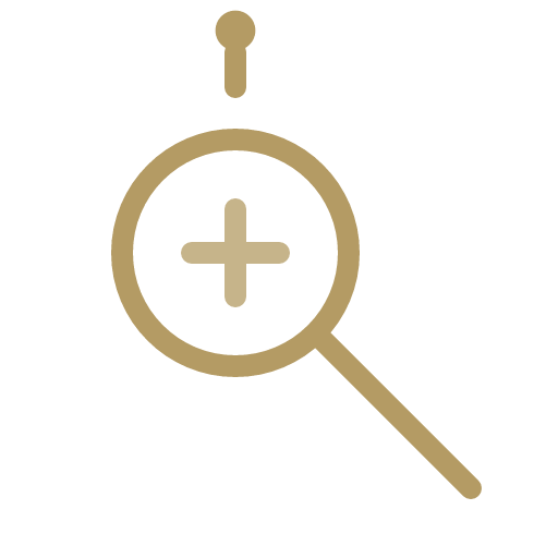 Magnifying glass with a plus symbol inside, representing zoom or search function