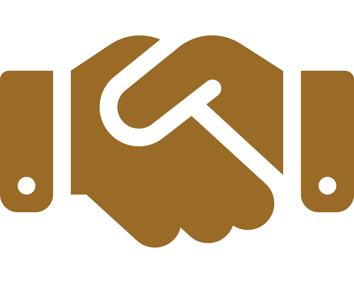 Logo of a handshake with a wrench and hammer crossed over each other inside the hands, illustrating union and tools.