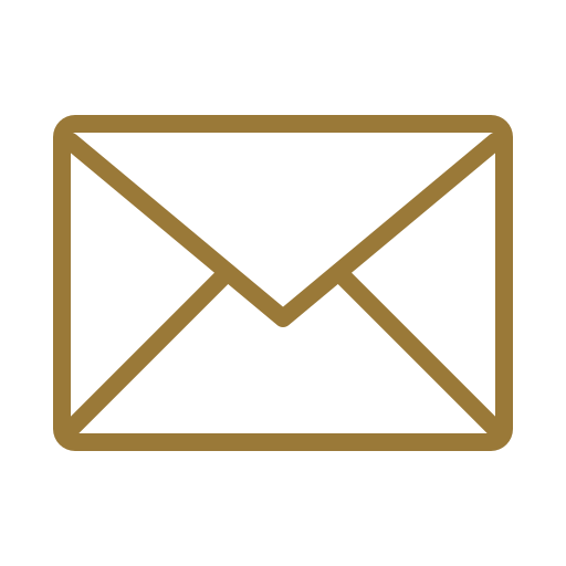 A simple, brown outline of an envelope on a black background.