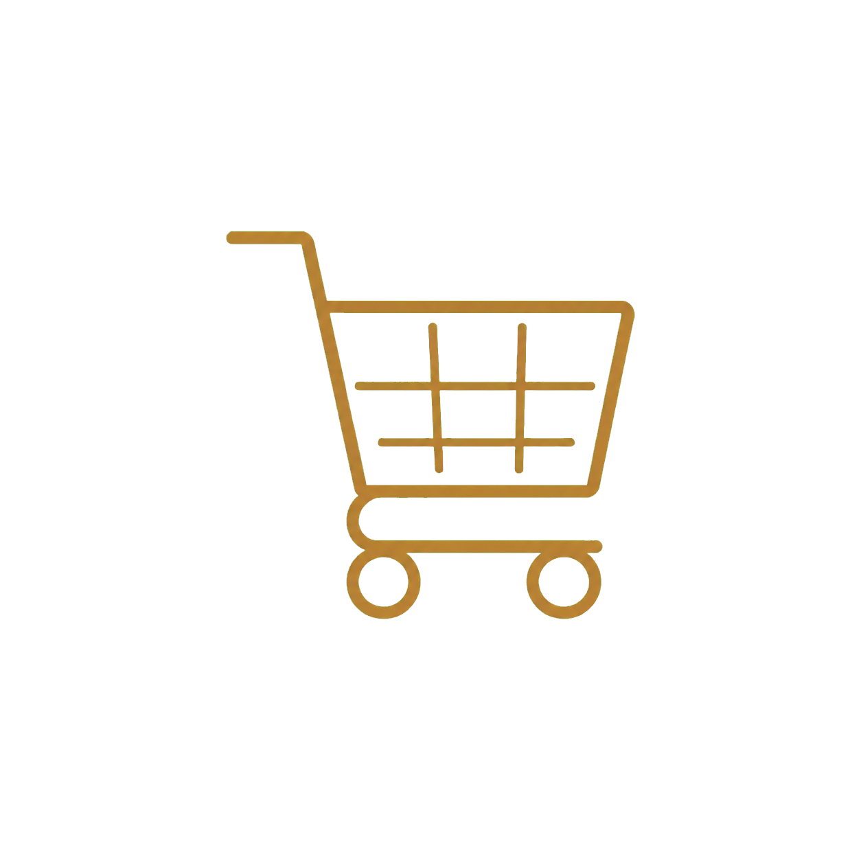 Golden outline of a shopping cart on a black background.