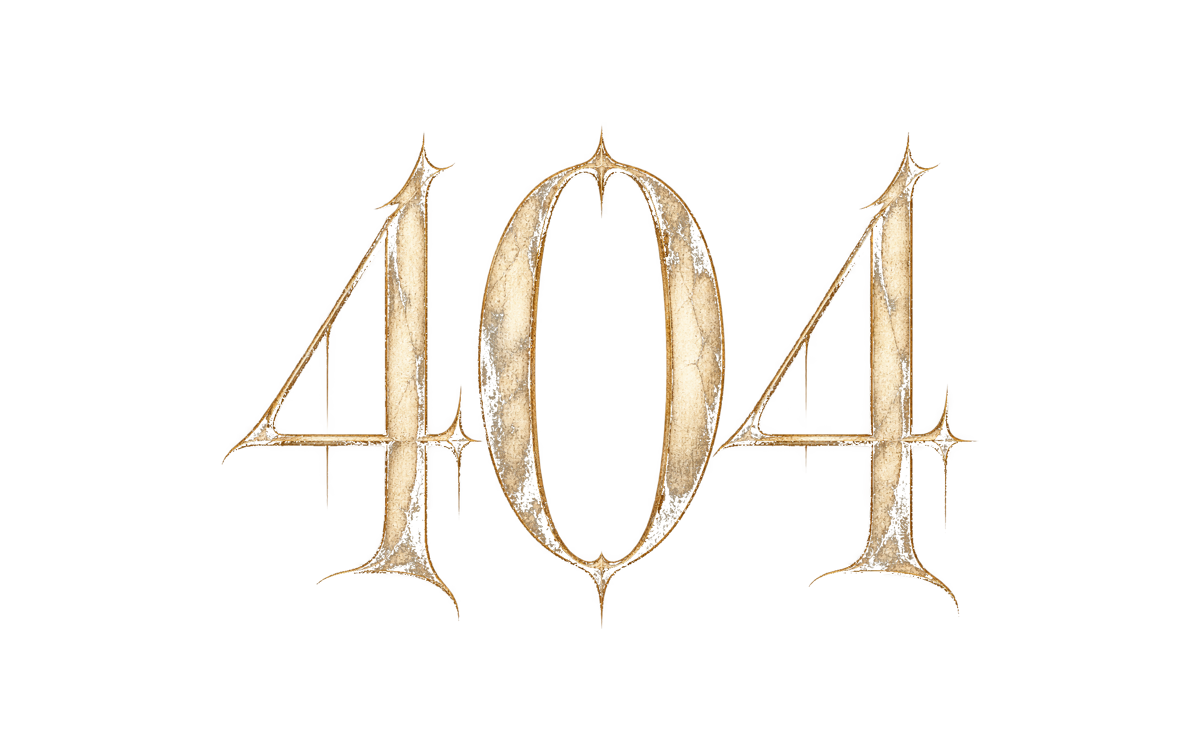 The number 404 rendered in an ornate, gold, medieval style font.