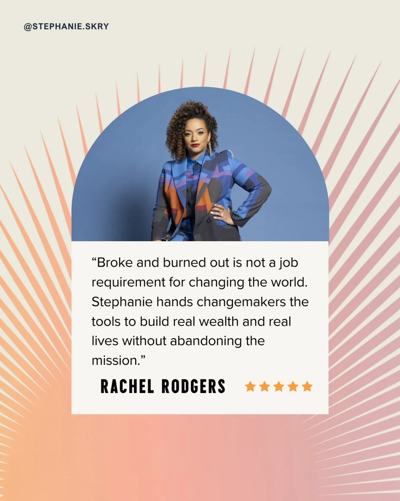 &ldquo;Broke and burned out is not a job requirement for changing the world.&rdquo;

When @rachrodgersesq endorsed Do Good and Prosper, this is the line she led with, and it&rsquo;s been in my head ever since. 🧡 Rachel&rsquo;s book We Should All Be 