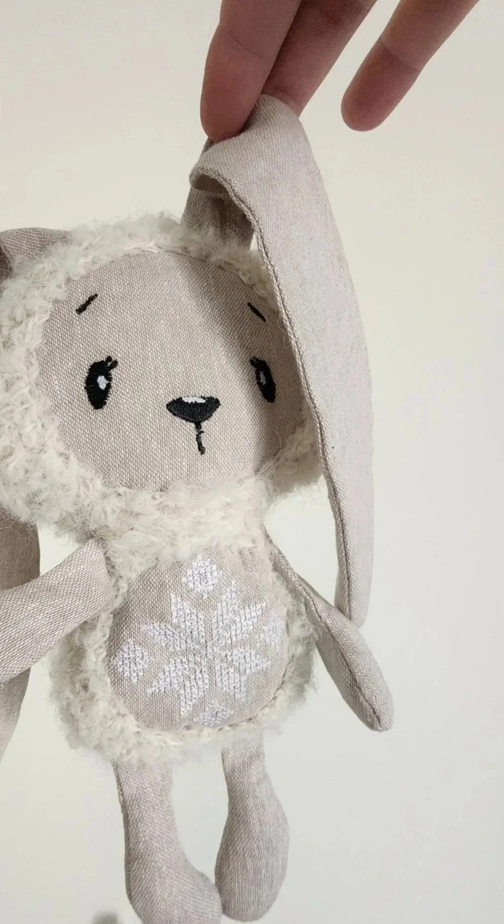 Handmade Protective Bunny created with crochet and sewing techniques