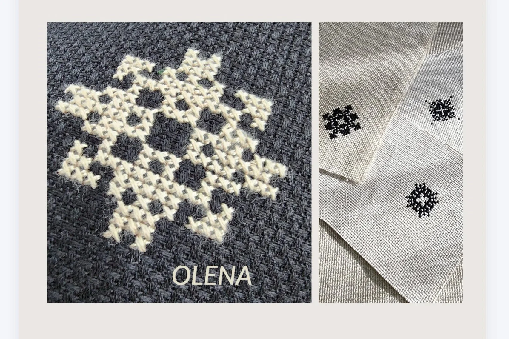 Custom Encoded Intention ornament created from a name and shown as geometric embroidery designs