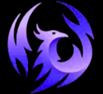 Stylized purple and blue phoenix logo with spread wings.