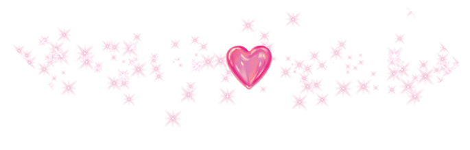 Pink heart surrounded by pink flower-like shapes and decorative designs.