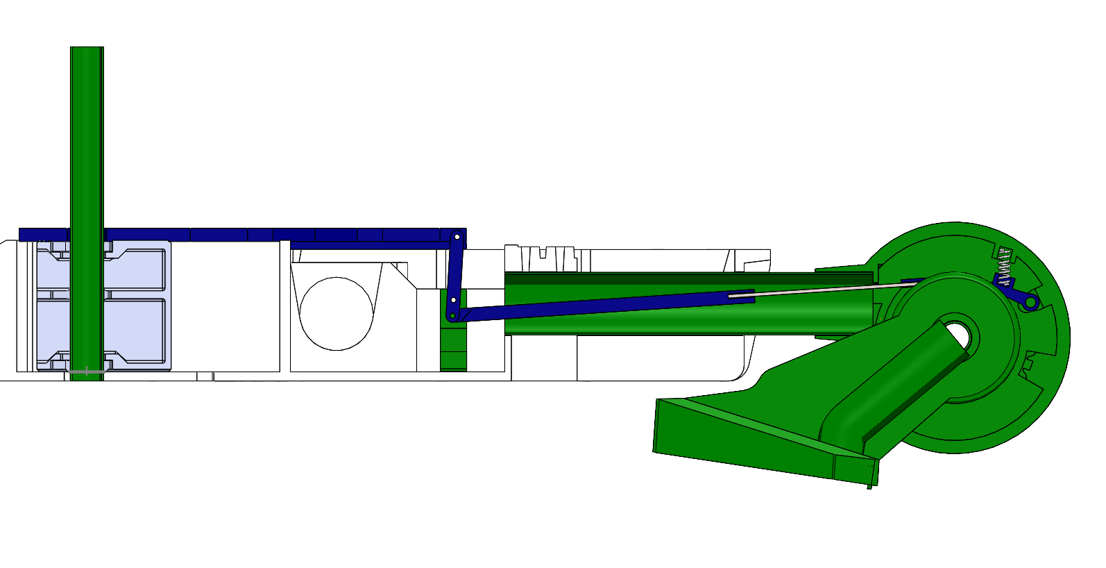 Full assembly of ratcheting mechanism done in SolidWorks