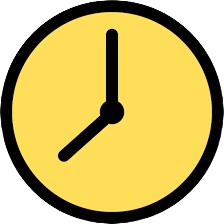 Yellow clock showing 3:00