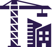 Silhouette of a construction crane and building under construction
